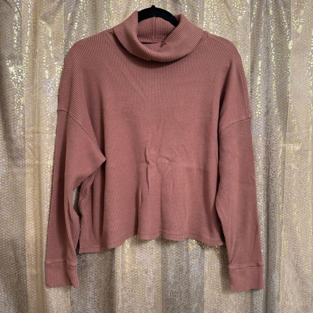 Abercrombie & Fitch‎ Cozy Waffle Sweater Cowl Neck Burnt Orange Large